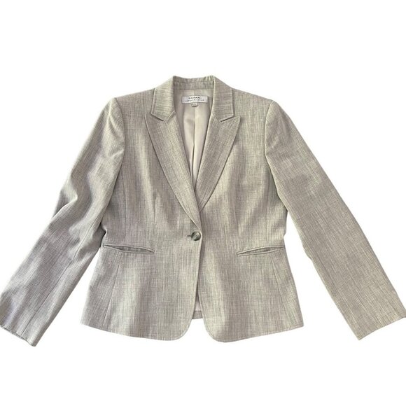 Formal suit jacket Tahari Arthur S. Levine Womens Blazer Light Gray Size 12 - Picture 3 of 12